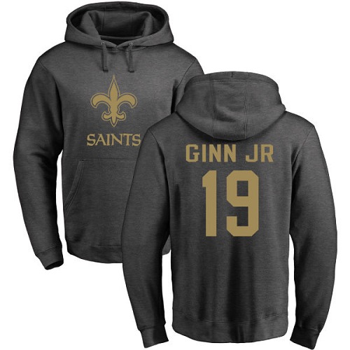 Men New Orleans Saints Ash Ted Ginn Jr One Color NFL Football 19 Pullover Hoodie Sweatshirts